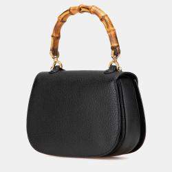 Pre Owned Gucci Black Calfskin Bamboo Night Handbag