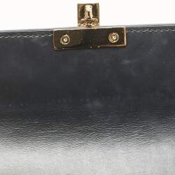 Pre Owned محفظة غوتشي قفل سلاسل قماشية جلد غوتشي أسود