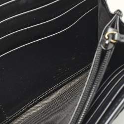 Pre Owned محفظة غوتشي قفل سلاسل قماشية جلد غوتشي أسود