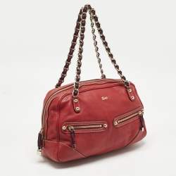 Pre Owned Gucci Red Leather Capri Bowler Bag