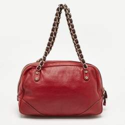 Pre Owned Gucci Red Leather Capri Bowler Bag