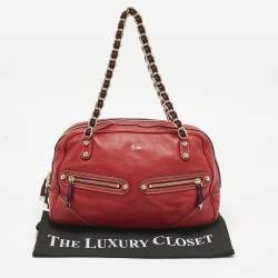 Pre Owned Gucci Red Leather Capri Bowler Bag