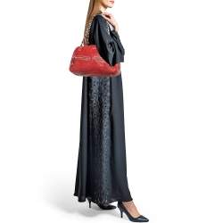 Pre Owned Gucci Red Leather Capri Bowler Bag