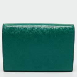Pre Owned Gucci Green Leather Dionysus Wallet on Chain