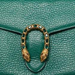 Pre Owned Gucci Green Leather Dionysus Wallet on Chain