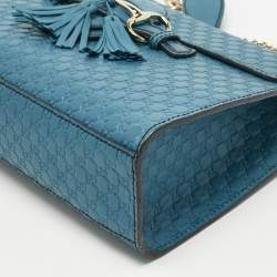Pre Owned Gucci Teal Microguccissima Leather Medium Emily Chain Shoulder Bag