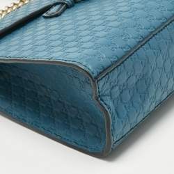 Pre Owned Gucci Teal Microguccissima Leather Medium Emily Chain Shoulder Bag