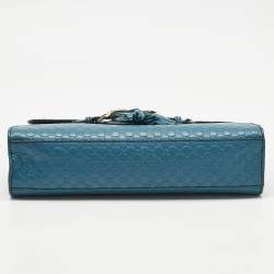 Pre Owned Gucci Teal Microguccissima Leather Medium Emily Chain Shoulder Bag