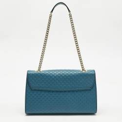 Pre Owned Gucci Teal Microguccissima Leather Medium Emily Chain Shoulder Bag