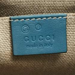 Pre Owned Gucci Teal Microguccissima Leather Medium Emily Chain Shoulder Bag