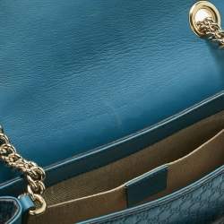 Pre Owned Gucci Teal Microguccissima Leather Medium Emily Chain Shoulder Bag