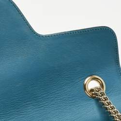 Pre Owned Gucci Teal Microguccissima Leather Medium Emily Chain Shoulder Bag