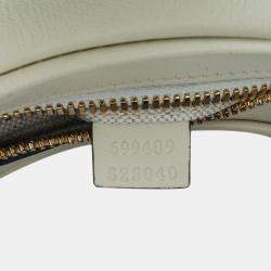 Pre Owned Gucci Web Small White Leather Attache Crossbody Bag