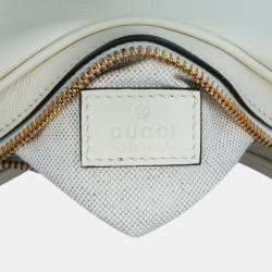 Pre Owned Gucci Web Small White Leather Attache Crossbody Bag