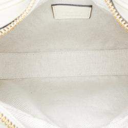 Pre Owned Gucci Web Small White Leather Attache Crossbody Bag