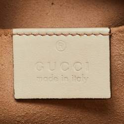 Pre Owned Gucci White Matelassé Chevron Leather GG Marmont Small Camera Bag