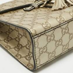 Pre Owned حقيبة كتف غوتشي إميلي سلسلة جلد غوكسيسيما ذهبي باهت وسط