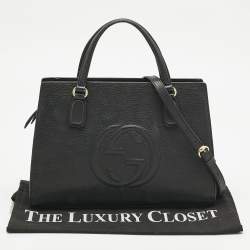 Pre Owned Gucci Black Leather Soho Tote