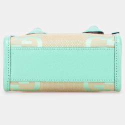 Pre Owned Gucci Beige Blue Mini Jumbo GG Canvas Interlocking G Satchel