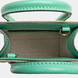 Pre Owned Gucci Beige Blue Mini Jumbo GG Canvas Interlocking G Satchel