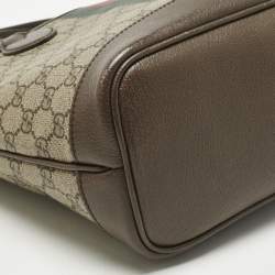 Pre Owned Gucci Beige/Ebony GG Supreme Canvas and Leather Small Ophidia Tote