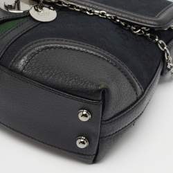 Pre Owned GuccI Black GG Canvas and Leather Web Treasure Shoulder Bag