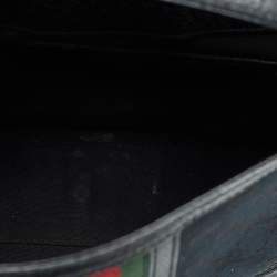 Pre Owned GuccI Black GG Canvas and Leather Web Treasure Shoulder Bag