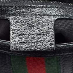 Pre Owned GuccI Black GG Canvas and Leather Web Treasure Shoulder Bag