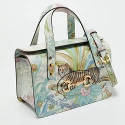 Pre Owned Gucci Multicolor Tiger Print Leather Horsebit 1955 Top Handle Bag