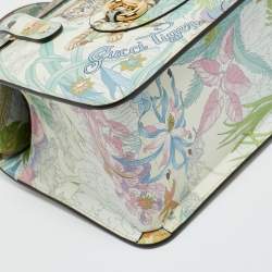 Pre Owned Gucci Multicolor Tiger Print Leather Horsebit 1955 Top Handle Bag