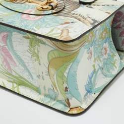 Pre Owned Gucci Multicolor Tiger Print Leather Horsebit 1955 Top Handle Bag