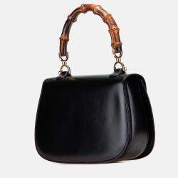 Pre Owned Gucci Black Calfskin Bamboo Night