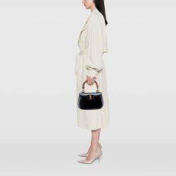 Pre Owned Gucci Black Calfskin Bamboo Night