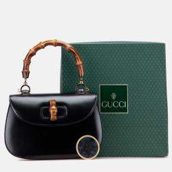 Pre Owned Gucci Black Calfskin Bamboo Night