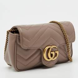 مملوكة مسبقًا Gucci Old Rose Matelassé Leather Super Mini GG Marmont Shoulder Bag