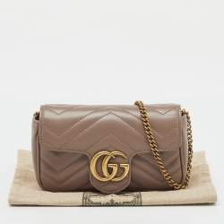 مملوكة مسبقًا Gucci Old Rose Matelassé Leather Super Mini GG Marmont Shoulder Bag