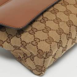 Pre Owned Gucci Beige/Brown GG Canvas and Leather Belt Bag