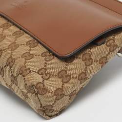 Pre Owned Gucci Beige/Brown GG Canvas and Leather Belt Bag