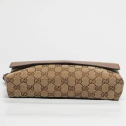 Pre Owned Gucci Beige/Brown GG Canvas and Leather Belt Bag