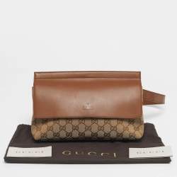 Pre Owned Gucci Beige/Brown GG Canvas and Leather Belt Bag