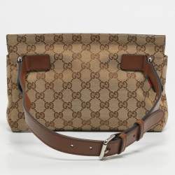 Pre Owned Gucci Beige/Brown GG Canvas and Leather Belt Bag