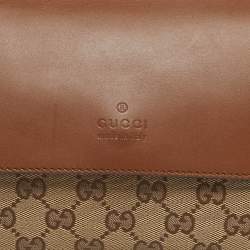 Pre Owned Gucci Beige/Brown GG Canvas and Leather Belt Bag