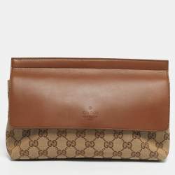 Pre Owned Gucci Beige/Brown GG Canvas and Leather Belt Bag