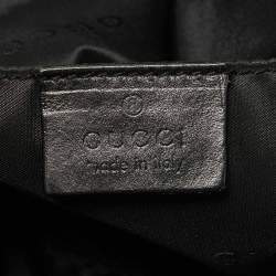 Pre Owned Gucci Black Leather and Nylon Drawstring Bucket Bag