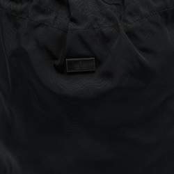 Pre Owned Gucci Black Leather and Nylon Drawstring Bucket Bag