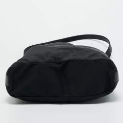 Pre Owned Gucci Black Leather and Nylon Drawstring Bucket Bag