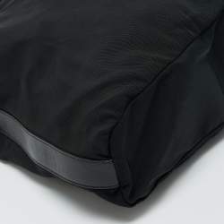 Pre Owned Gucci Black Leather and Nylon Drawstring Bucket Bag