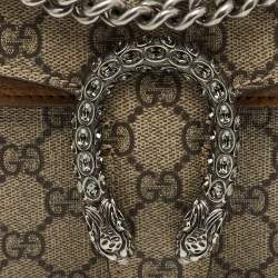 Pre Owned Gucci Beige GG Supreme Canvas and Suede Medium Dionysus Shoulder Bag