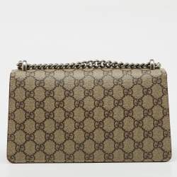 Pre Owned Gucci Beige GG Supreme Canvas and Suede Medium Dionysus Shoulder Bag