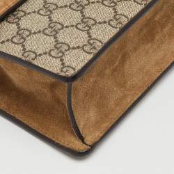 Pre Owned Gucci Beige GG Supreme Canvas and Suede Medium Dionysus Shoulder Bag